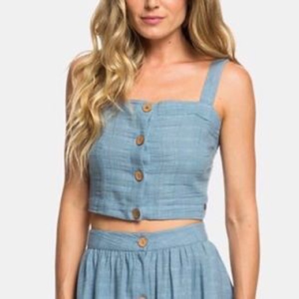 ROXY Button Down Crop Tank Top